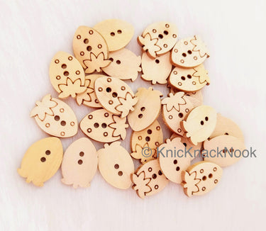Wood Strawberry Buttons
